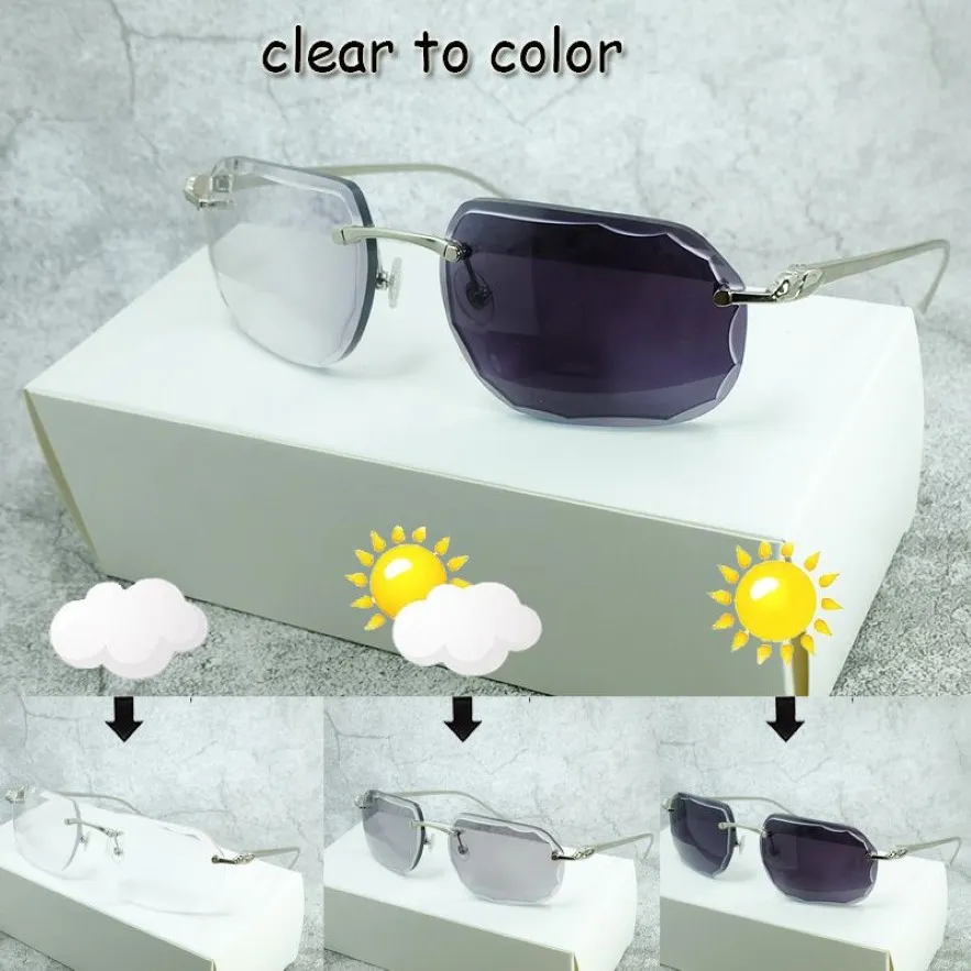 Cambia colore Occhiali da sole Carter Eleganti occhiali da sole Pochromic 4 stagioni Due colori Lenti Tonalità Occhiali Occhiali da sole con taglio a diamante 2 Co309D