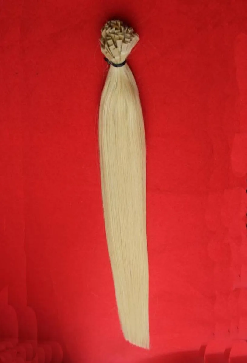 Blonde brazilian hair 10quot26quot Flat tip hair extension keratine Pre bonded 100sbag brazilian Straight keratin stick tip 3069896