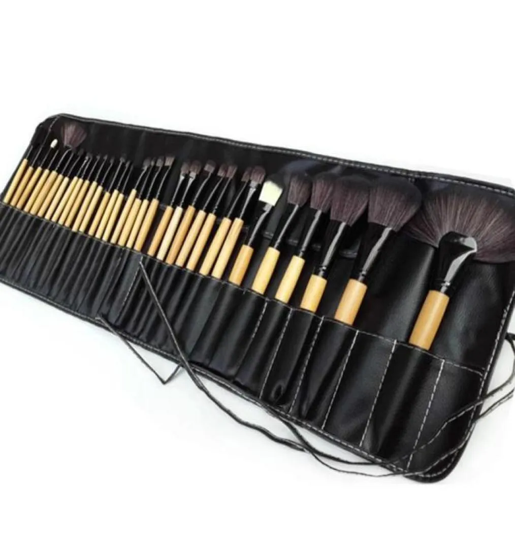 Promotion 32 PCS Pro Makeup Cosmetic Brushes Wood Brushes Kit Brush Set In Pouch Case TF1879266