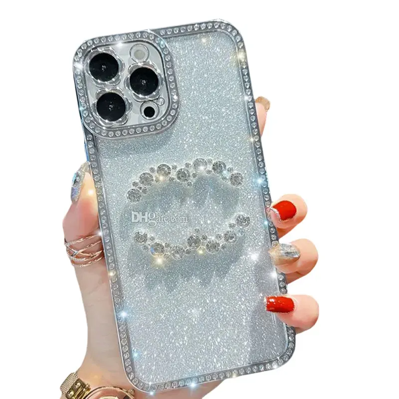 C marka projektant skrzynek do iPhone'a 15 Pro Max Case Apple 14 13 12 11 Pro Max 14 Plus Case Sparkling Rhinestone Diamond Kryształowy okładka mobilna