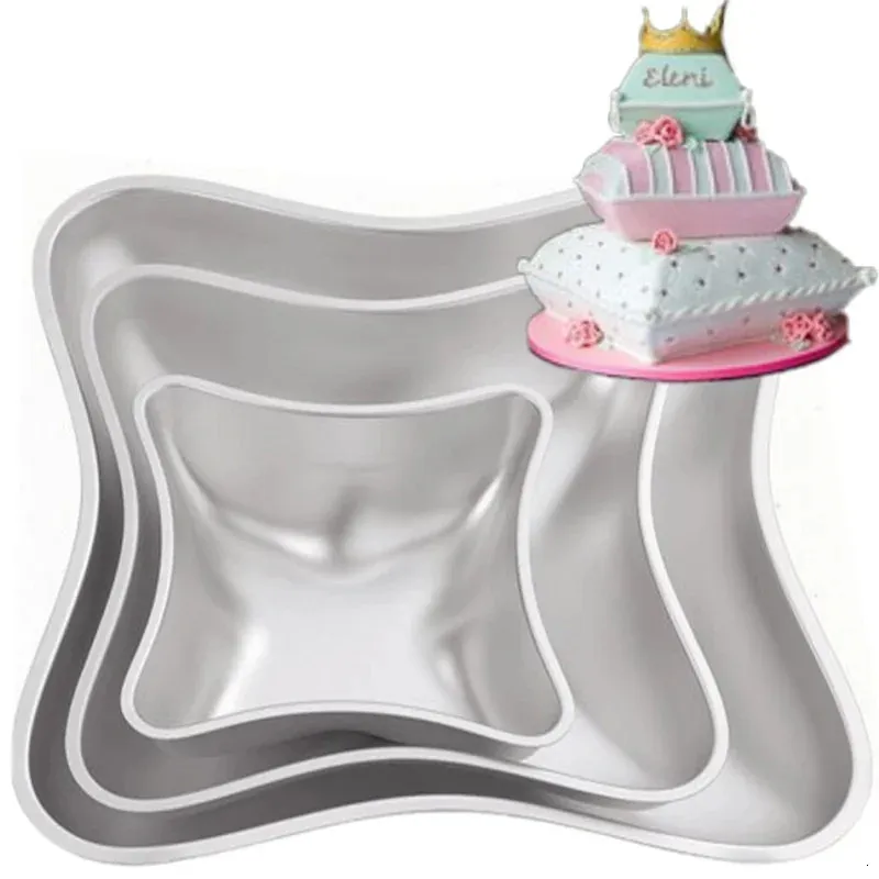 3PCSSet DIY Bakningsverktyg Cake Mold Aluminium ThreePiece Pillow Stor kökskonitorie Outils Accessoires Home Bakeware 240226