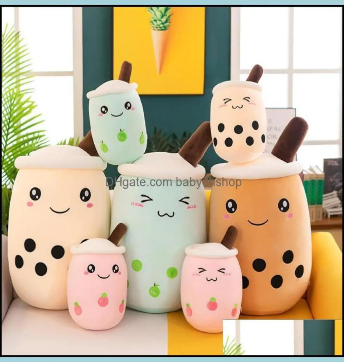 Peluches de peluche Animales Burbuja Té Juguete Animal Lindo Comida Taza Leche Boba Cojín suave Regalo de cumpleaños Entrega directa 2021 Juguetes Regalos Babyd9353873