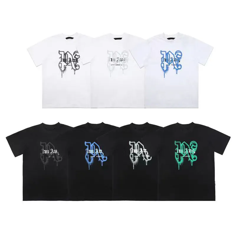 Siyah Tasarımcı Gömlek Yaz Mürettebatı Boyun Kısa Kollu Pamuk Melek Mektup Giysileri Mektubu Erkek Tasarımcı Tişörtler Erkek Tişört Lüks Erkek Tshirt
