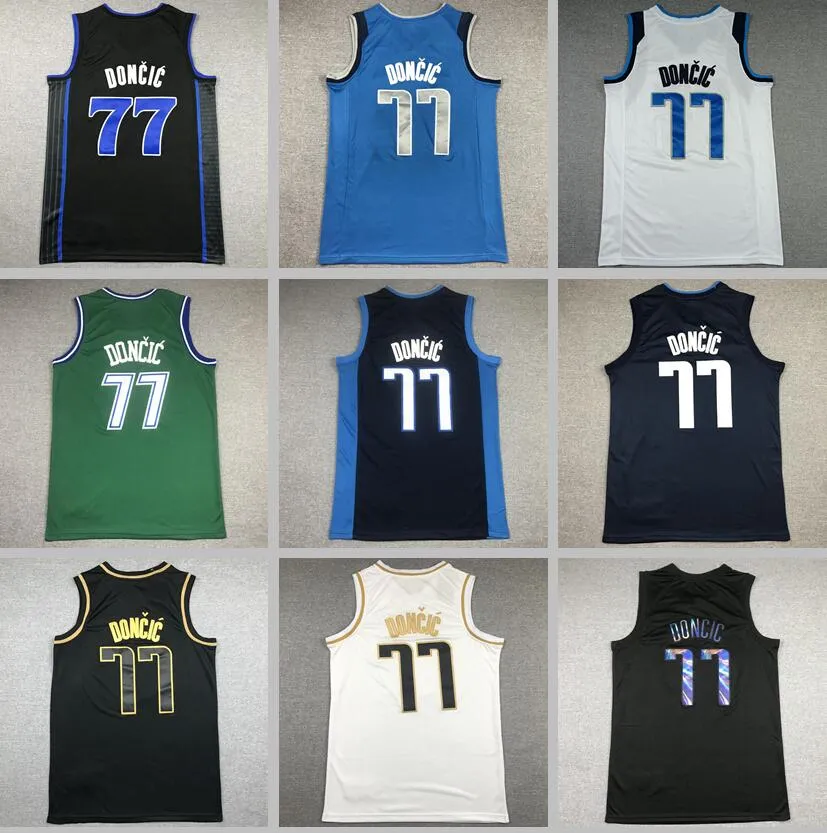 قمصان كرة السلة Luka Doncic Blue Black White 2024 City Jersey Men Women Youth S-XXL Sport Jersey