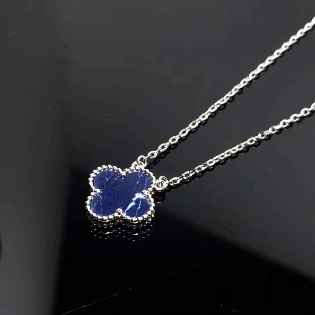 Designer pingente colar doce vanca peter pedra quatro folhas grama única flor colar azul alta cor sólida pvxx