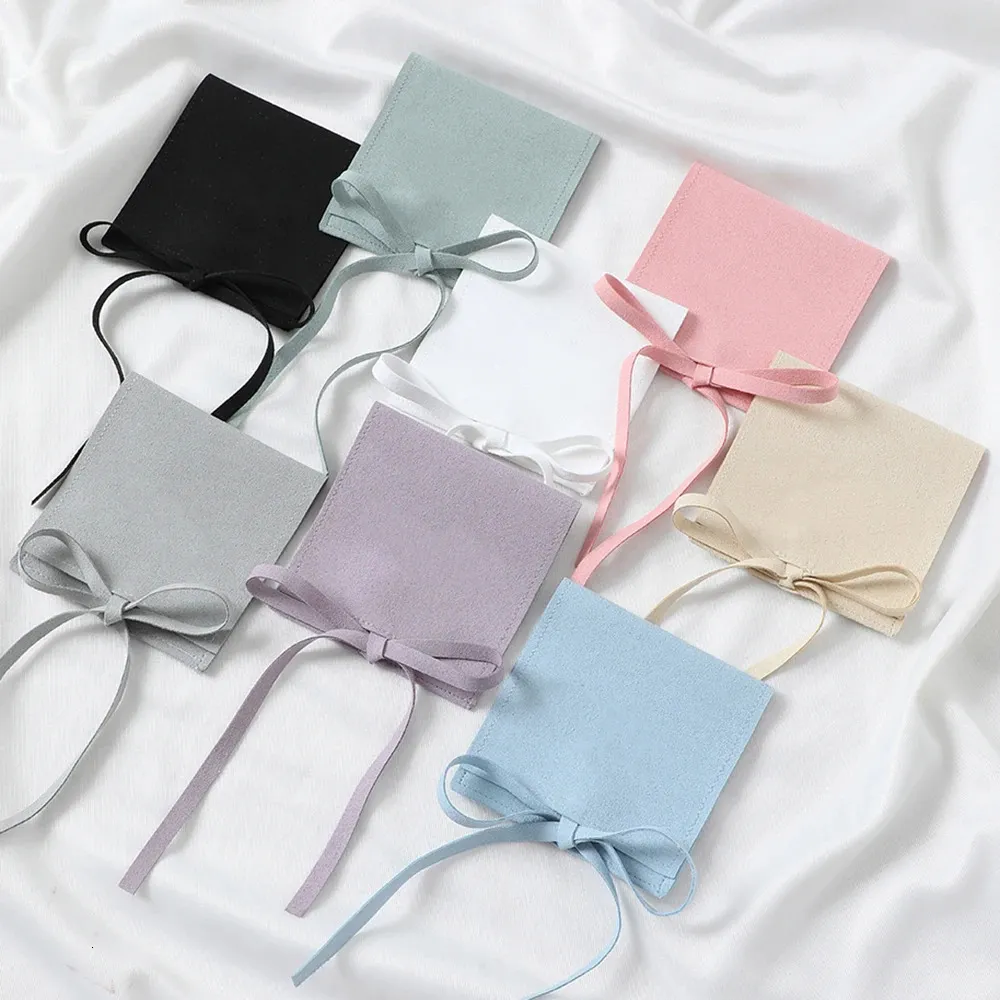 10 pieces of ultra-fine fiber jewelry bags suede jewelry small envelope bags with ropes jewelry packaging bags rings wedding gift bags 240309
