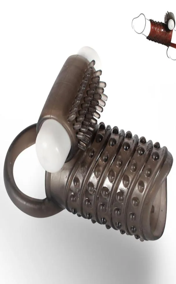 Kristal zwarte penis sleeve clitoris gspot stimulatie uitstellen penis cockring met vibrator ontwerp seksspeeltje voor male6472443