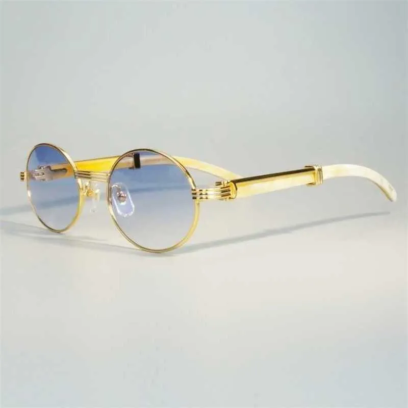 2024 Designer de luxe au large de concepteur de luxe Nouveaux lunettes de soleil masculines et femmes au large des lunettes de soleil ovales ovales de lune blanche claire les lunettes de corde rétro round gafas transparents
