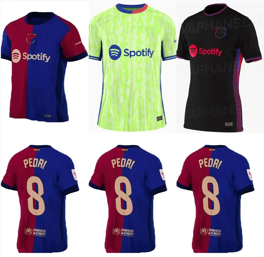 S-3XL 24 25 Pedri Soccer Jersey Barca Gavi Lewandowski FC Ferran Camiseta De Football Shirt Auba Joao Cancelo 2024 2025 Ansu Fati Football Joao Felix Barcelona Kits Men