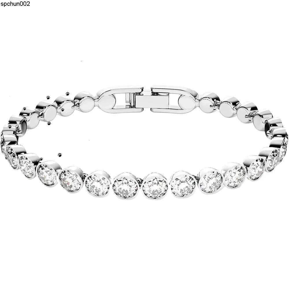 Bracciale Swarovski Designer Lusso Moda Donna Qualità originale Collezione Tennis e Gioielli Finitura rodio Cristalli trasparenti 7n57