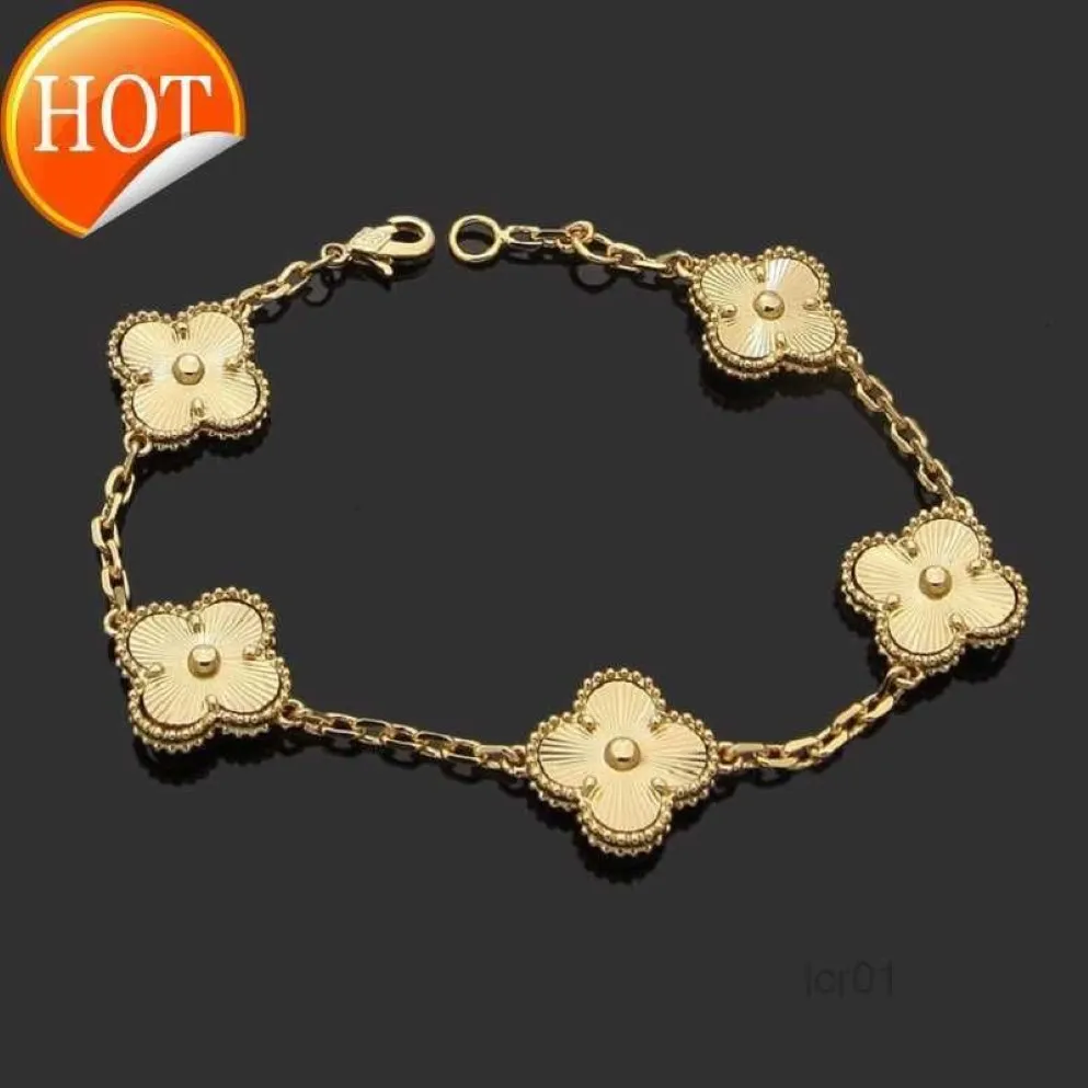 Luxury Designer Link Chain Armband Four-Leaf Clover Armband Womens Fashion 18K Gold Jewelryb3KD307G