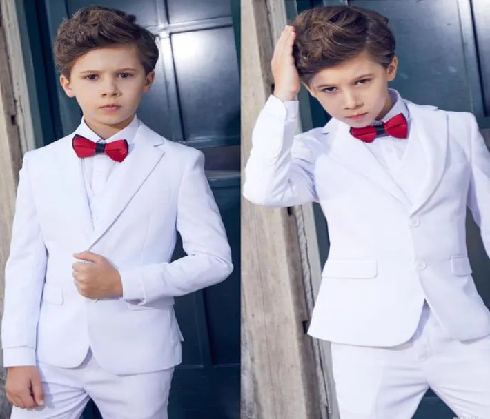 Beau deux boutons cran revers enfants vêtements de cérémonie concepteur garçon costume de mariage garçons tenue sur mesure veste gilet pantalon 5722175