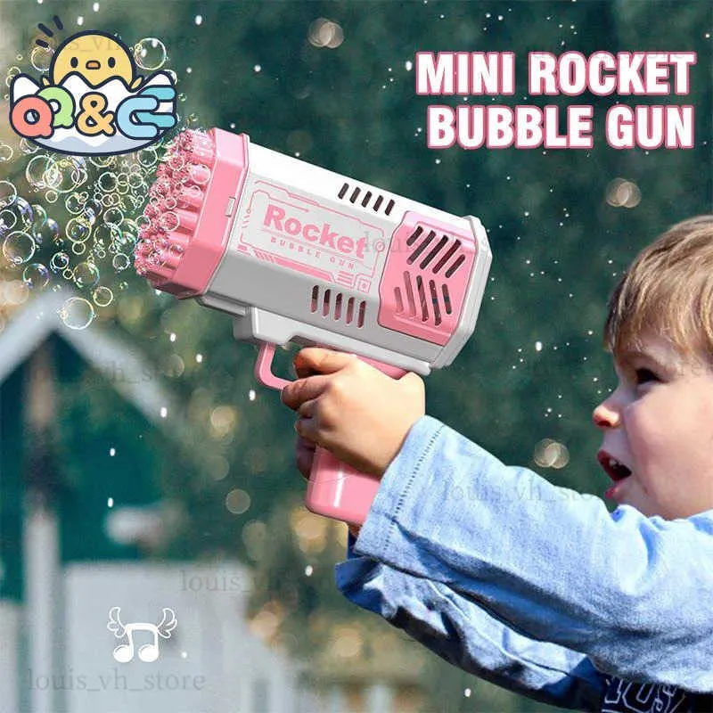 Gun Toys Bubble Gun Toys for Kids 40 Holes Bubble Rocket Soap Light Blower Summer Outdoor Wedding Party Electric Machine Children Gifts T240309