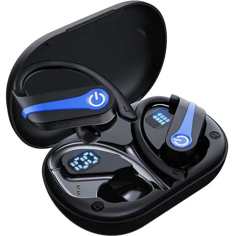 Echte kabellose Bluetooth-Kopfhörer, Sport-Kopfhörer, TWS, wasserdichtes Headset, LCD-Power-Display, Rauschunterdrückung, Ohrhörer mit Mikrofon