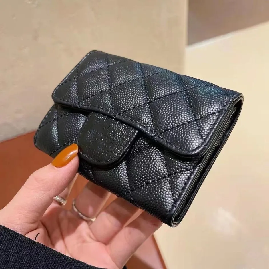 Caviar Mini Coin Purses Plånböcker för kvinnor Mens Classic Luxurys Short Card Holder Real Leather Designer Bag349C