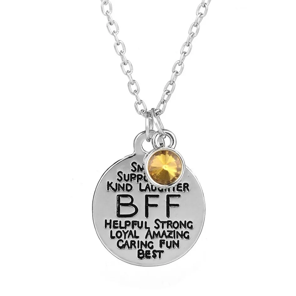 Hele 10 stuks veel BFF Collage Charm Hanger Ketting personaliseren ketting Geboortesteen Charme Ketting vriend sieraden gift236Y