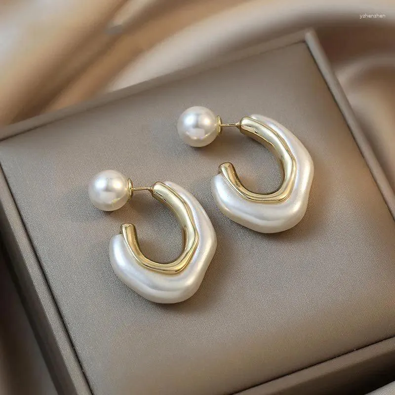 Boucles d'oreilles pendantes en argent sterling 925 plaqué or 14 carats avec perles pour femmes et filles