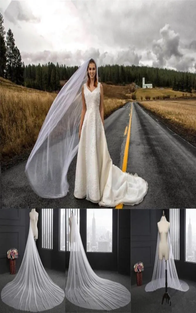 Elegancka zasłona ślubna 3 metry miękkie welony ślubne z grzebieniem Onelayer Kości słoniowej Biała kolor Bride Wedding Akcesoria CPA0784685943