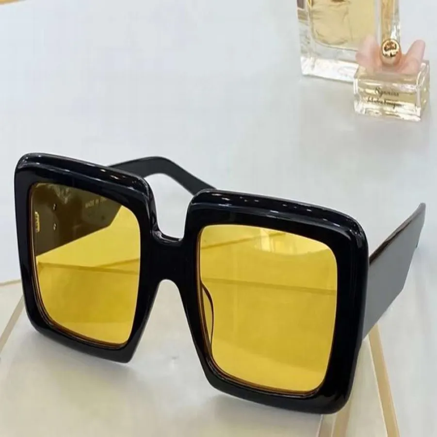 Oversized Square Sunglasses Black Yellow Lens 0783 Sonnenbrille Fashion Sunglasses Outdoor Summer Eyewear New with Box212H