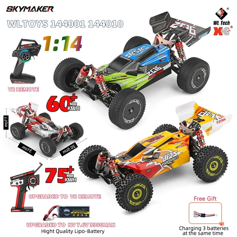 WLtoys 144001 144010 Brushless 1 14 2.4G RC Auto 4WD Elettrico ad alta velocità Fuoristrada Telecomando Racing Drift Car 1/14 Giocattoli Regalo 240304