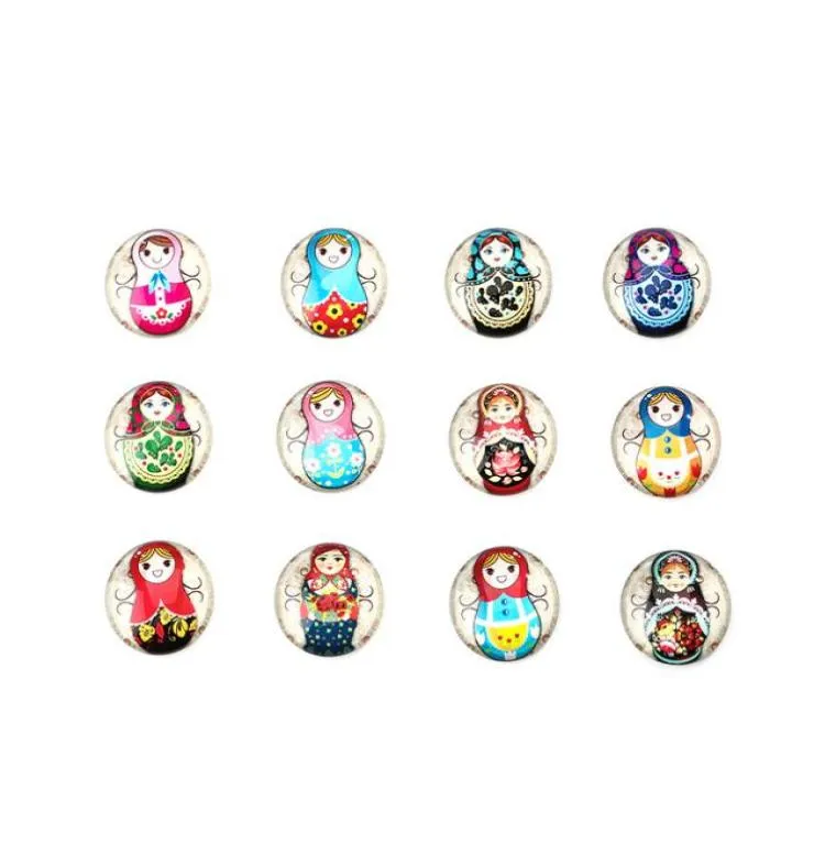 러시아 인형 냉장고 자석 12pcs 세트 귀여운 만화 냉장고 자석 Babushka Nesting Matryoshka 슬리브 인형 스티커 장식 8159425