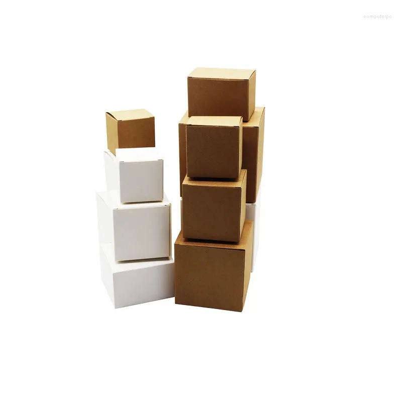 Мешочки для ювелирных изделий, 5 шт./лот, маленькая бумажная коробка, подарочная упаковка, вечеринка, коричневая картонная коробка из крафт-бумаги