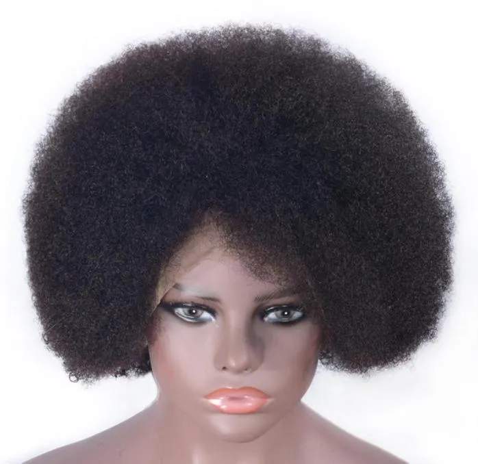 13x6 Afro crépus bouclés perruques de cheveux humains brésilien Remy cheveux dentelle avant perruque pré plumé avec bébé Hair15458802506041