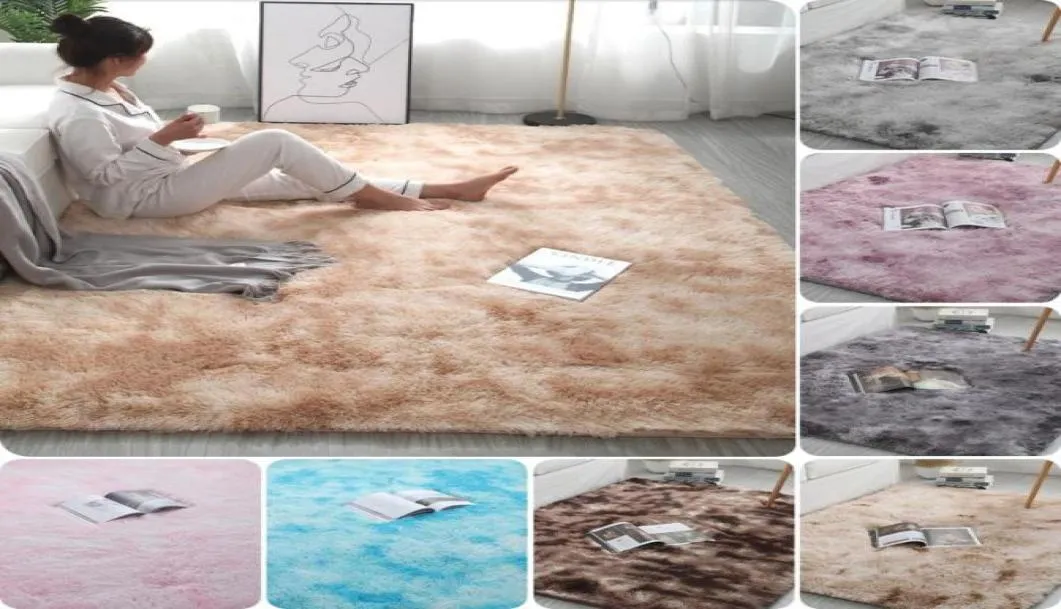 Tiedyed Gradient Color Plush Soft mattan Förtjockad yta