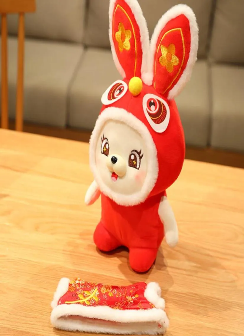 Lapin en peluche du zodiaque du nouvel an chinois, jouet, vêtements, mascotte, poupée en peluche, cadeau d'anniversaire, ornement festif, 2023, 5257499