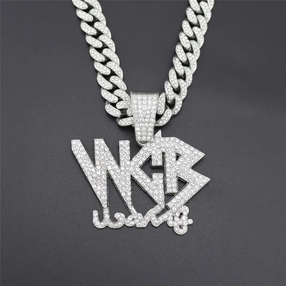 Nieuwe Bling Iced Out Cubic Zirkoon Cubaanse Link Chain Brief WCB Hanger Ketting Voor Mannen Hip Hop Sieraden Gift Drop315B