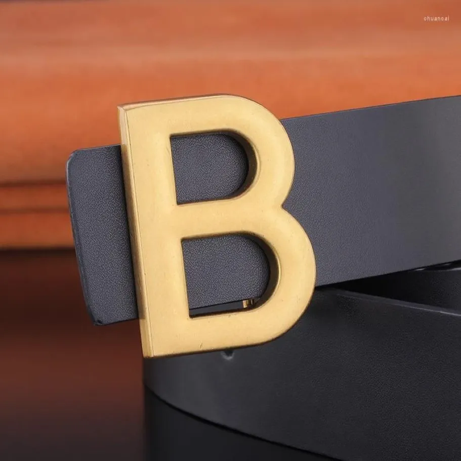 Belts High Quality Big Letter Slide Buckle B Designer Glossy Men 3 8cm Wide Brand Leather Black Casual Jeans Ceinture Homme237J