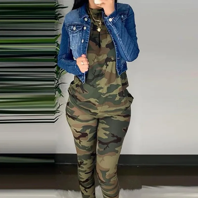 Capris femmes mode décontracté deux pièces ensemble costumes ensemble vêtements de sport femme automne vêtements Camouflage demi manches haut ajusté pantalon ensemble