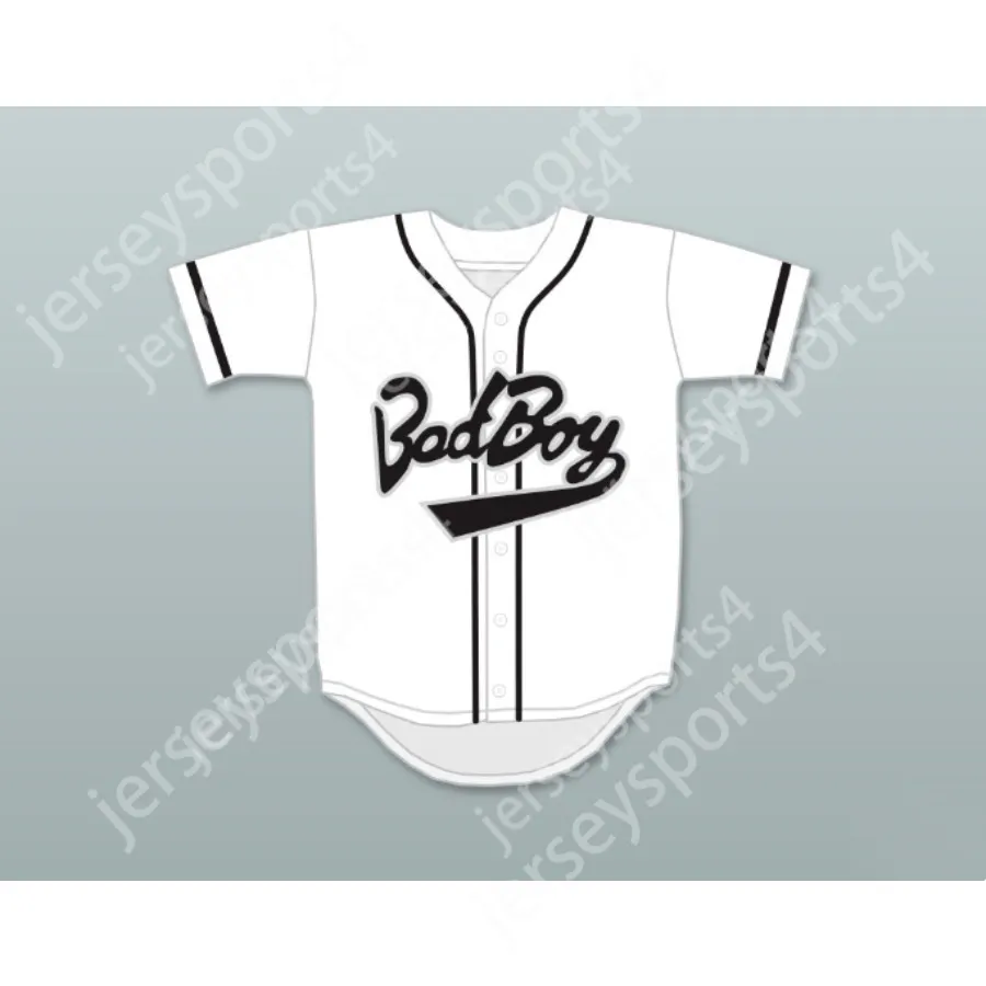 Biggie Smalls 10 Bad Boy White Baseball Jerseyがステッチ