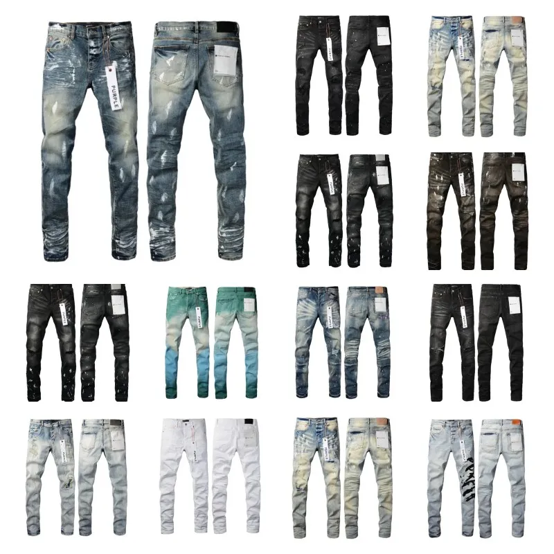 Jeans viola Designer Jeans Etichetta jeans viola da uomo Etichetta da uomo di marca Foro estivo Jeans da uomo ricamati di alta qualità amirs