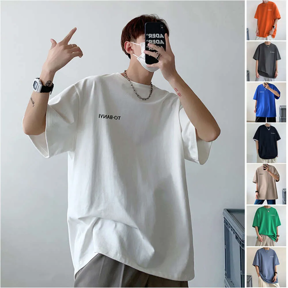 2024 Summer New Pure Cotton Sleeved T-shirt Oversize Casual Fashion Short T Men's Loose and Versatile Sleeve Top