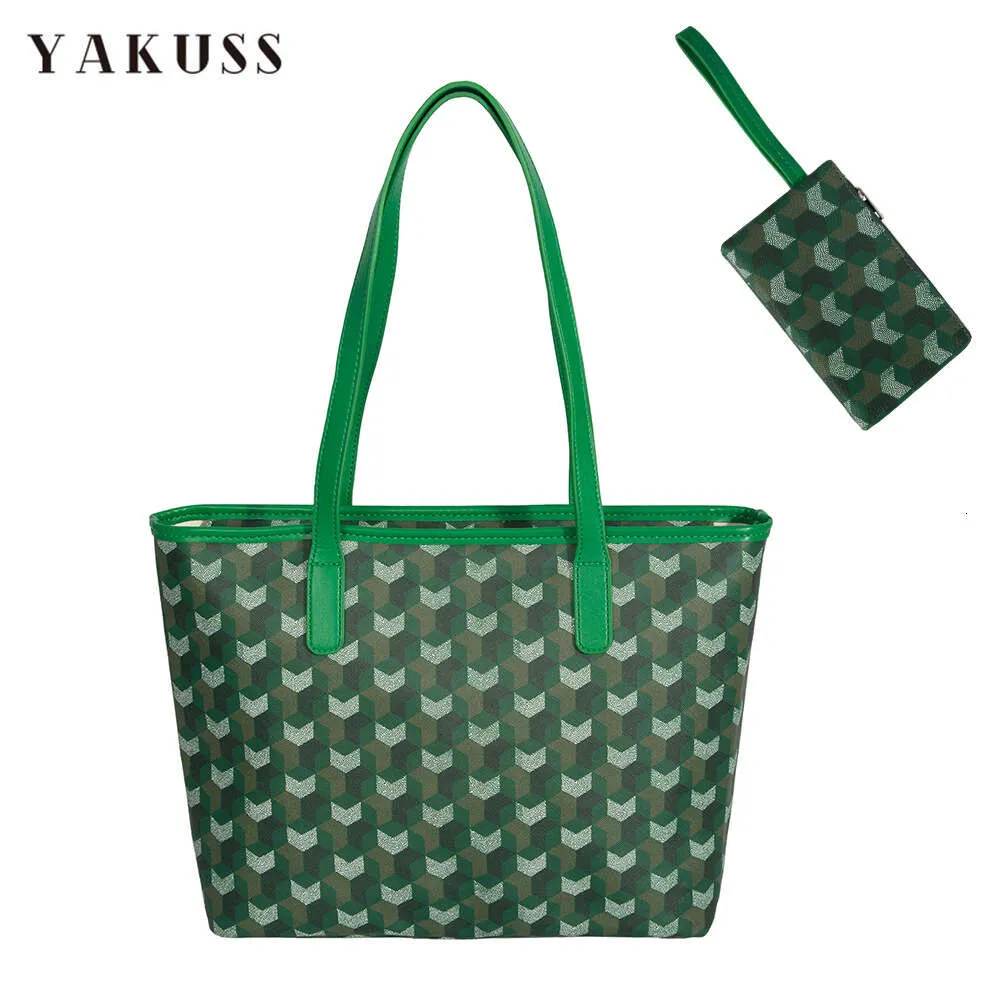 Bolsos de lujo de diseñador Yakuss T190 Conjunto de 2 piezas de cuero de yute suave Bolso de mano Bolsos para mujer con cremallera