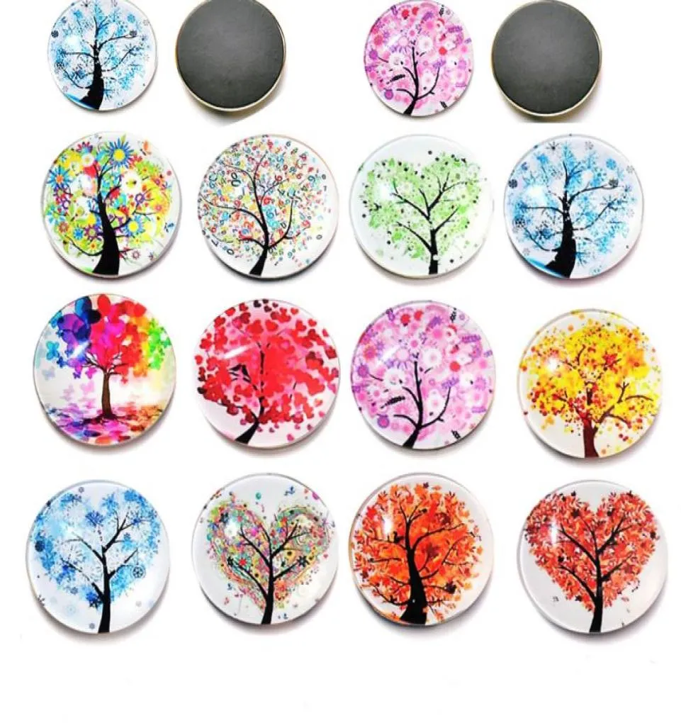 Ímã de geladeira árvore da vida, ímã magnético de vidro com gema, adesivo colorido, planta, decoração de casa, ímãs de geladeira 1055147