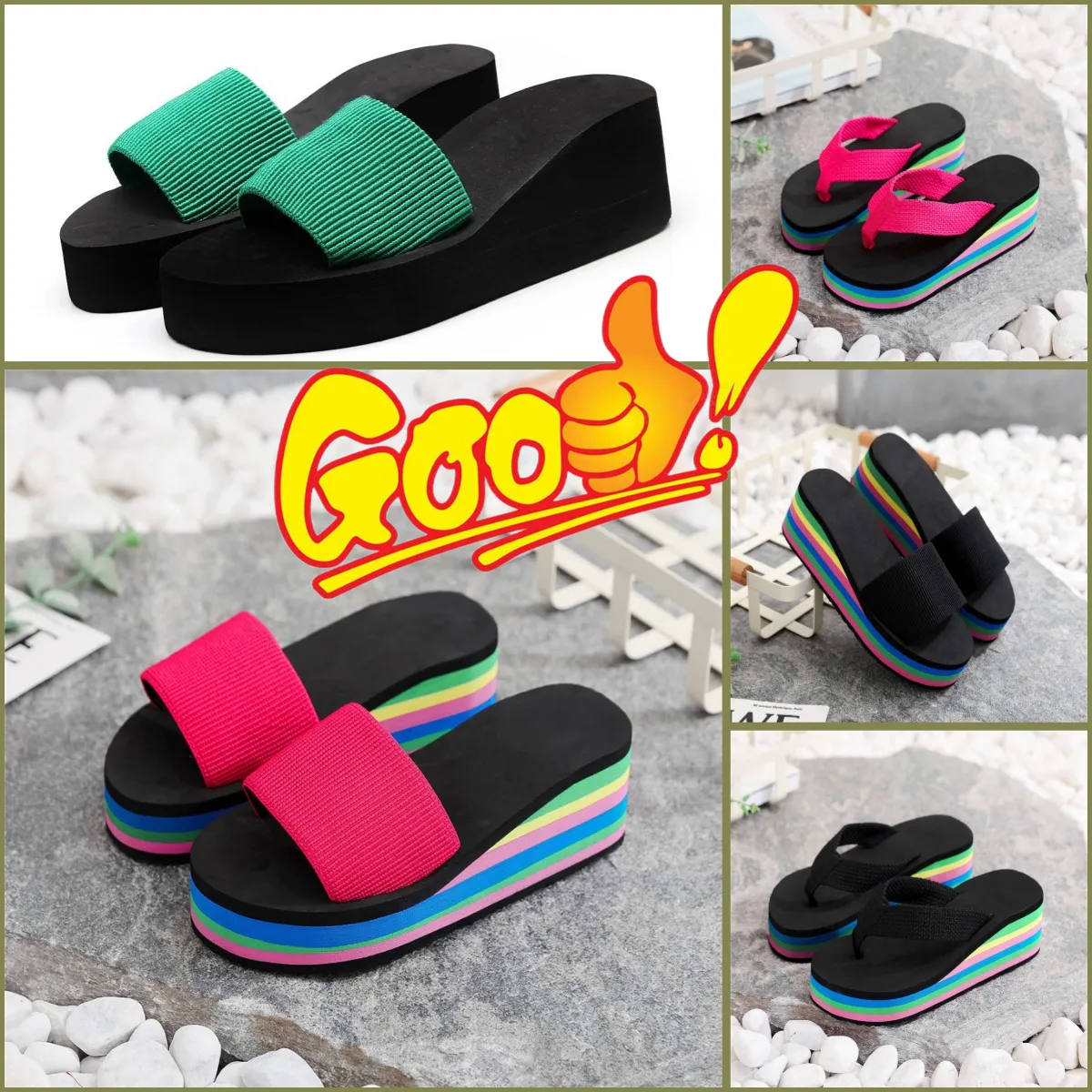 GAI Summer Women men Beach Flip Flops Shoes Classic Ladies Cool Flat Slipper Female Sandals Shoes size 35-43