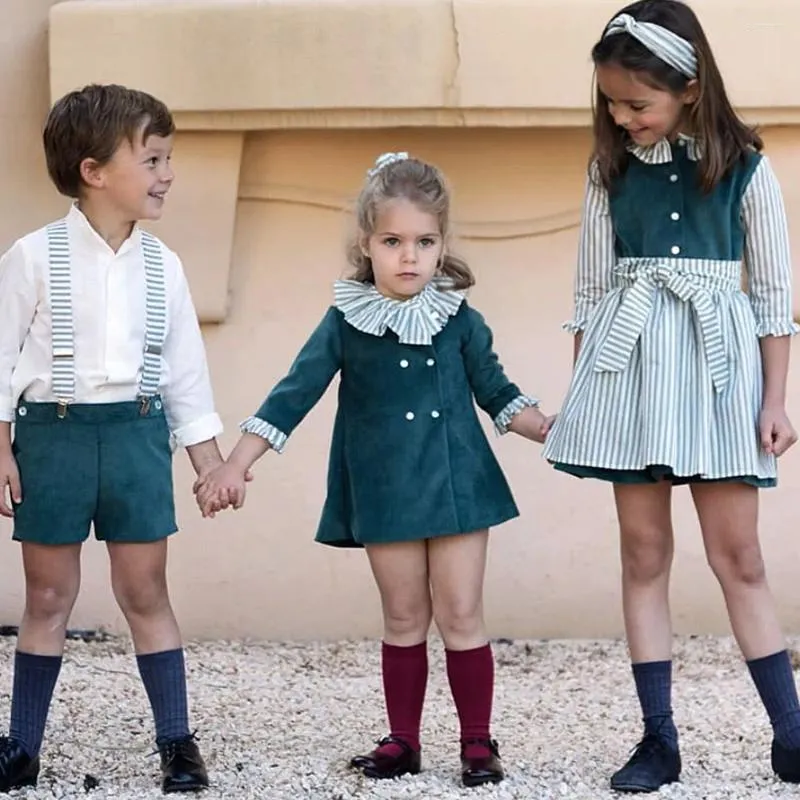 Conjuntos de roupas crianças roupas espanholas conjunto para meninos verão 2024 crianças espanha vestidos meninas vintage boutique vestido bebê terno aniversário