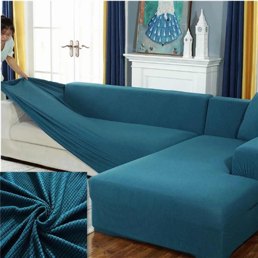 Capa de sofá universal em forma de L, grãos de milho, usada para móveis de sala de estar, capa elástica, chaise longue, capa de sofá de canto 255b