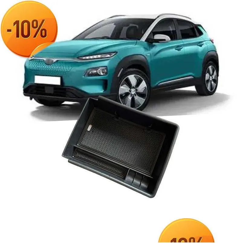 Autres accessoires d'intérieur en gros pour Kona Elektro / Kona Ev Encino Boîte de rangement d'accoudoir de commande centrale de voiture Plateau d'organisation intérieur Ho Dhdkr