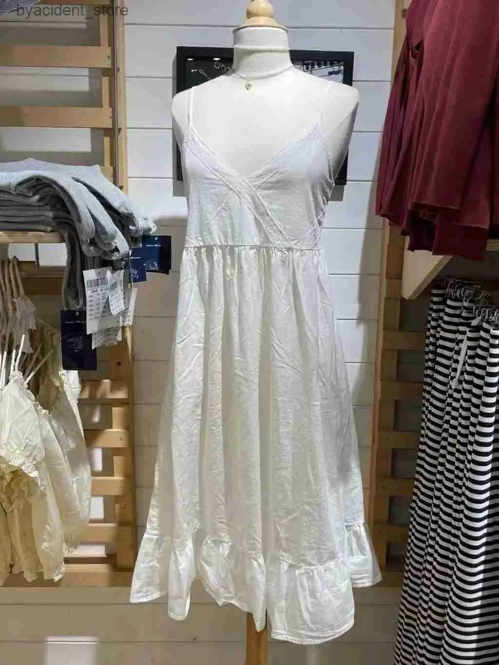 Urban Sexy sukienki biała słodka sukienka midi dla kobiety letnia bez rękawów A-line bawełniane luźne luźne rozmianie swobodne urocze sukienki w stylu preppy L240309