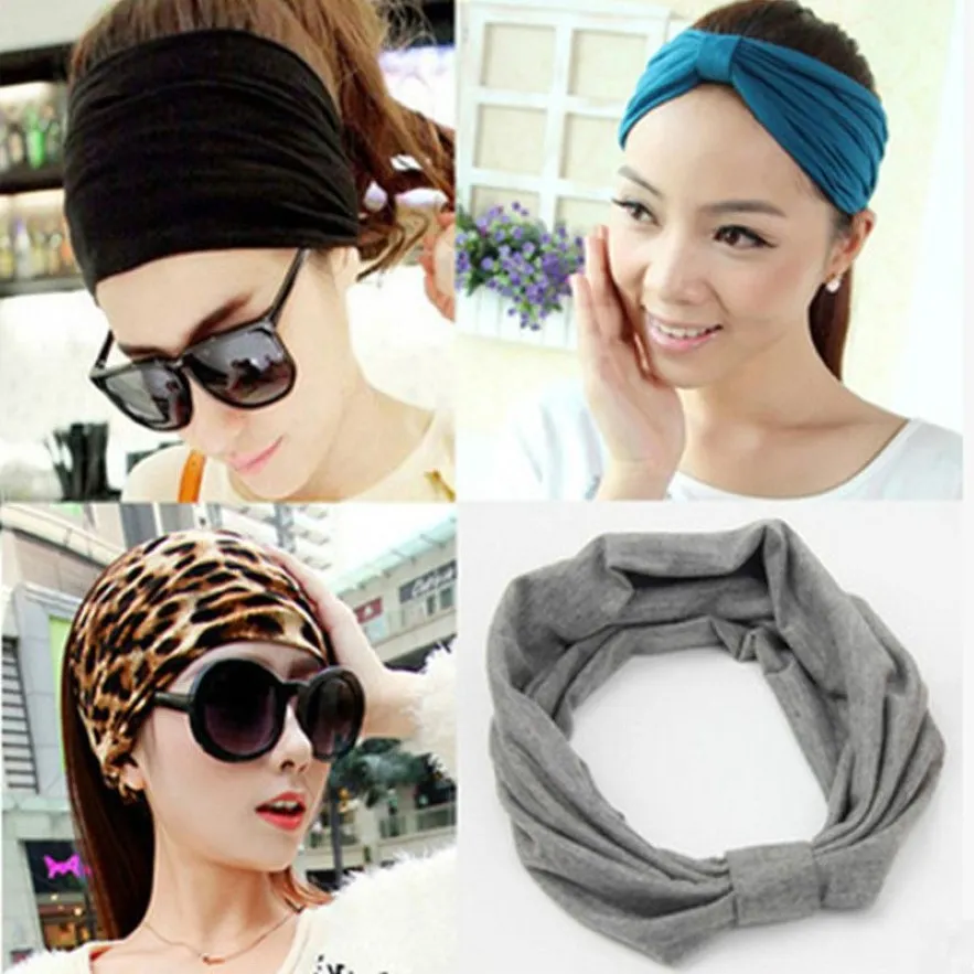 Whole-2016 Nuevo Coreano Ancho Suave Elástico Diademas Deportes Yoga Para Mujeres Adultos Niñas Señora Head Wraps Banda para el cabello Turbante Accessori297T