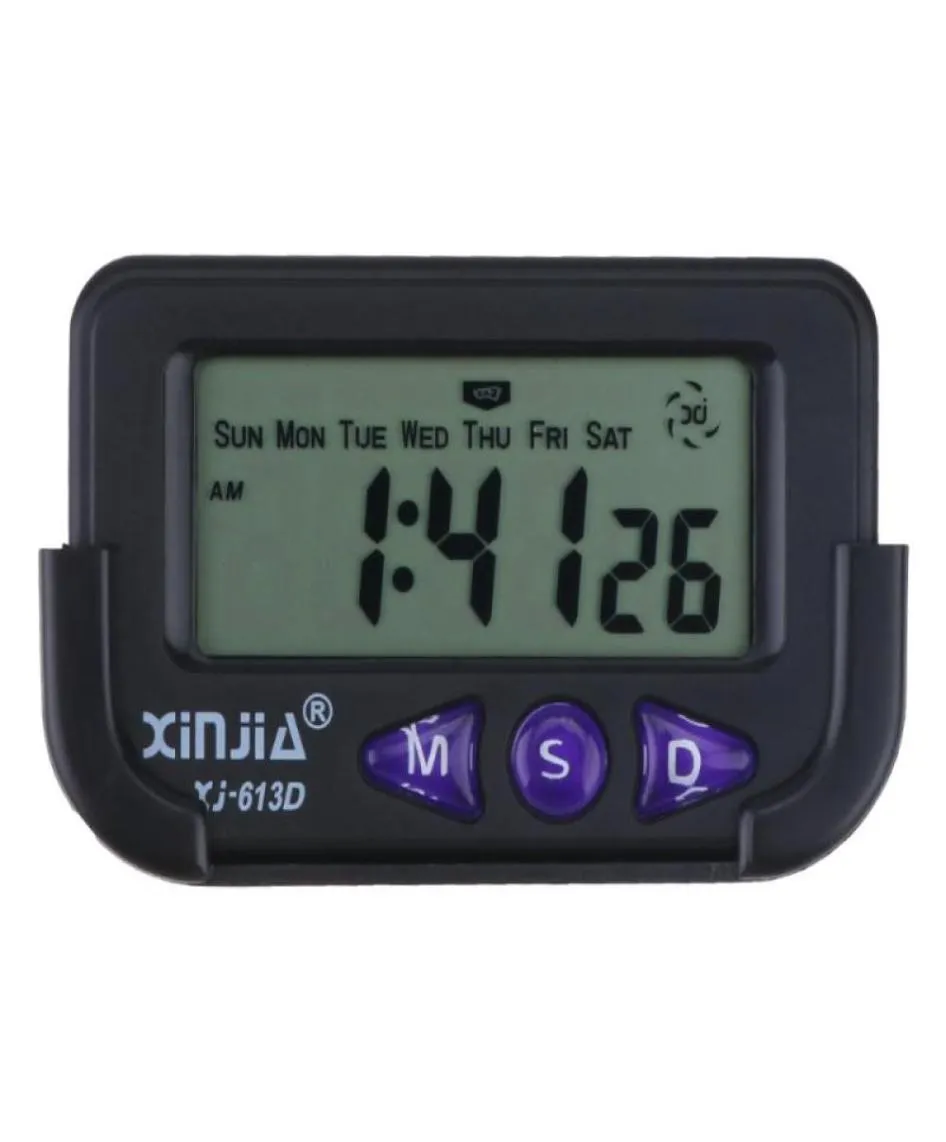 Andra klocktillbehör Bil Electronic Digital Clock Second Chronograph med LCD Display Black med 1 -knapp Battery8363626