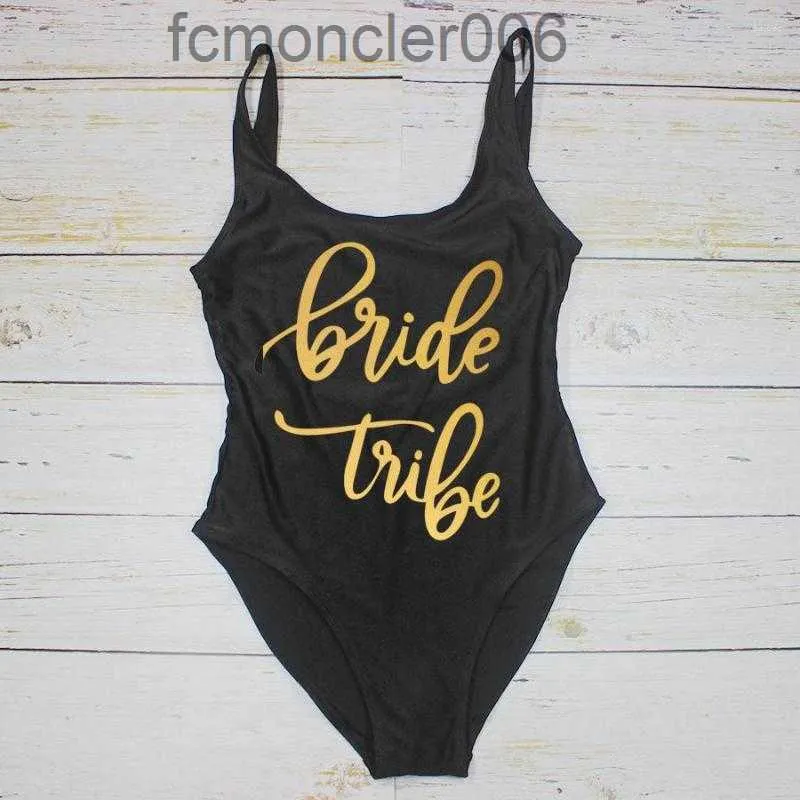 Womens Swimwear One Piece Swimsuit Bride Tribe Front Back Both Print Bathing Suit Swim Wear BTLM