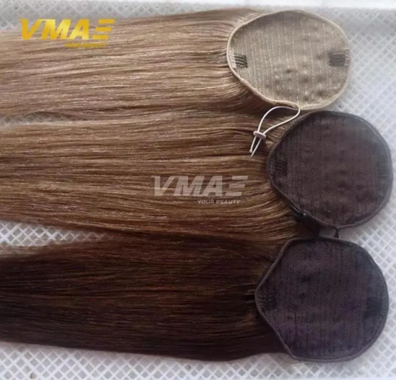 Human Straight Ponytail Hair 100g Natural Non Remy Hair horsetail tight hole Clip In Drawstring Ponytails Hair Extensions32912208681891