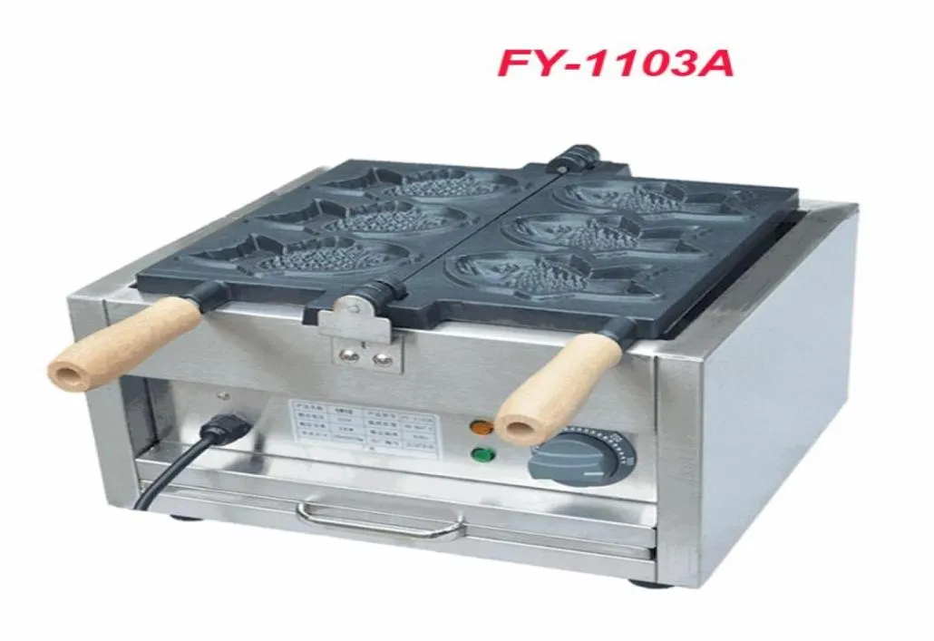 Fabricantes de pan 1pc fy1103a 110v220V eléctrico A plato 3 Fish Taiyaki Maker Machine Snapper con receta Waffle Baker6742172