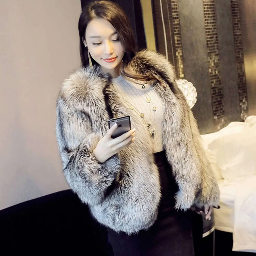 Ny Haining Autumn/Winter Full Skin Fox Hair Short Imitation Fur Coat Slim Fit Round Neck Women's Top Style 775364