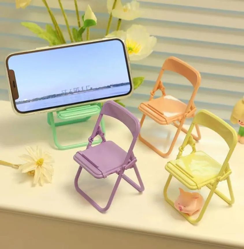 Chair Shape Mobile Phone Holder Desktop Bracket Foldable Creative Small Storage Rack Desktop Shelf Organizer Cute Stand2412522