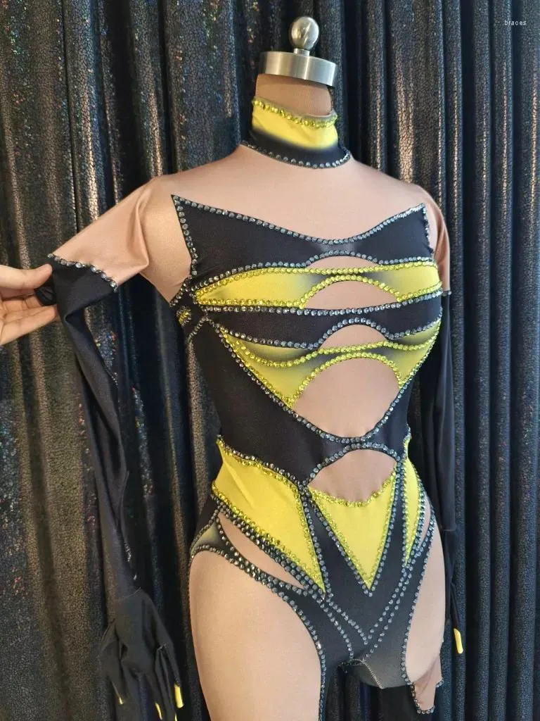 Palco desgaste 3d impressão strass estiramento macacão bar pólo dança traje arrastar mostrar roupas boate gogo dancer outfit